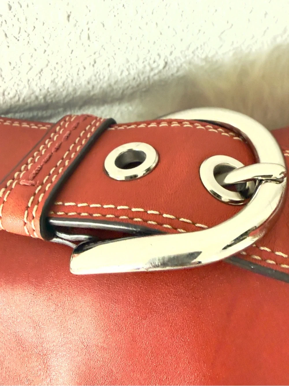 Coach Orange  Leather Shoulder Bag
